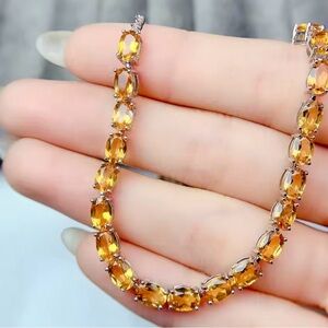 9ct Golden Citrine Silver adjustable bracelet 925